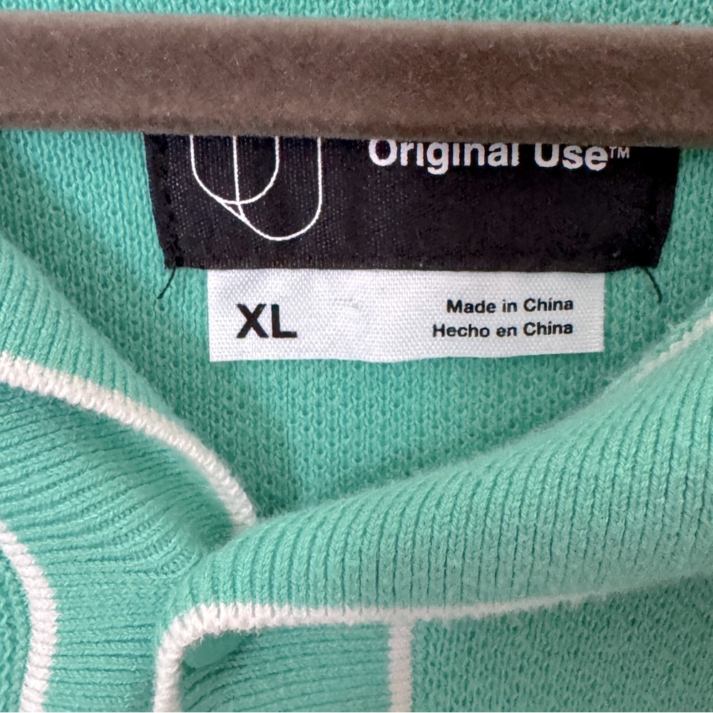 Men's Knit Button Down Shirt Turquoise Size XL - Picture 3 of 3